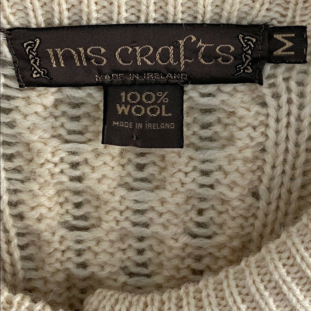 Inis Crafts ivory Wool knit Cardigan Sweater - Picture 9 of 9